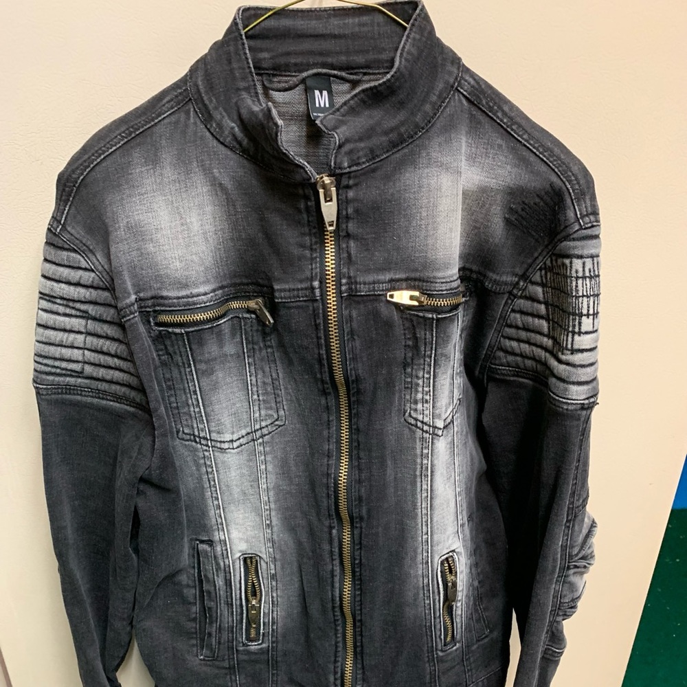 Angel Cola Mens Mens Slim Fitted Distressed Washed Biker Jacket M.